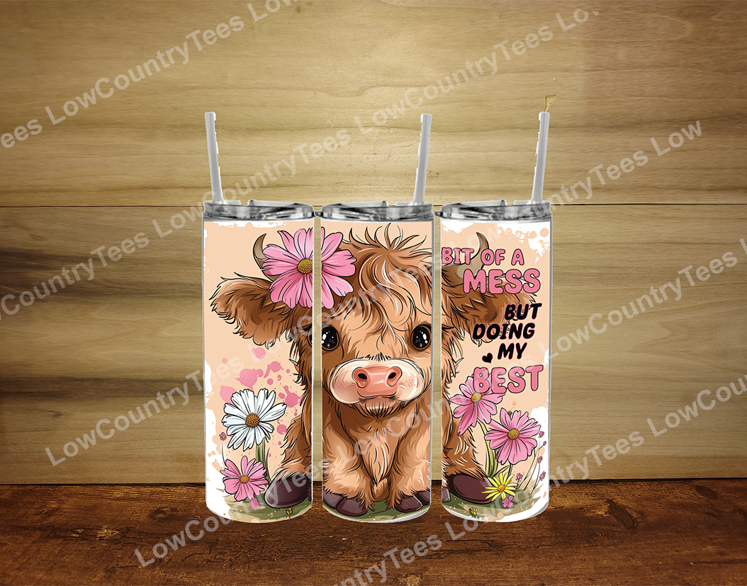 Bit of a Mess Highland Cow Tumbler