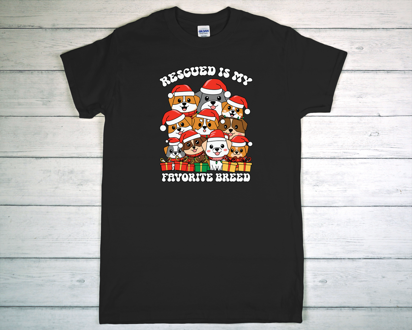 Christmas Rescued is my Favorite Breed T-Shirt